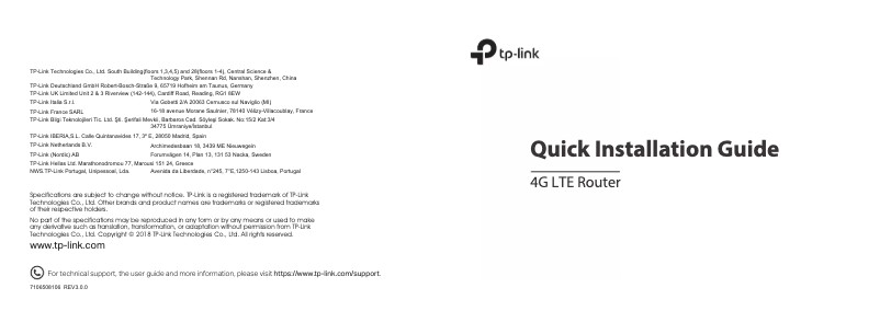 Page n°1 - Manuel utilisateur TP-Link TL-MR6400