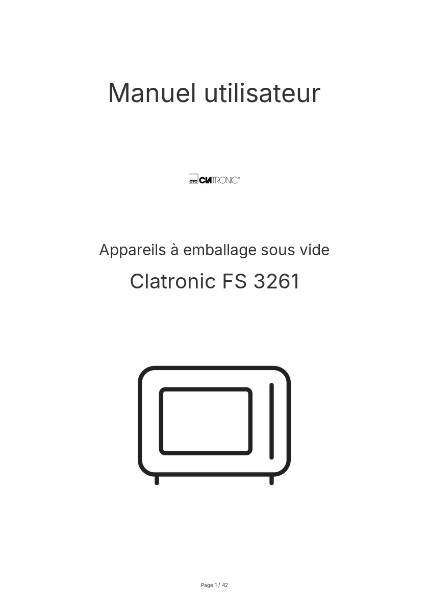 Page n°1 - Manuel utilisateur Clatronic FS 3261
