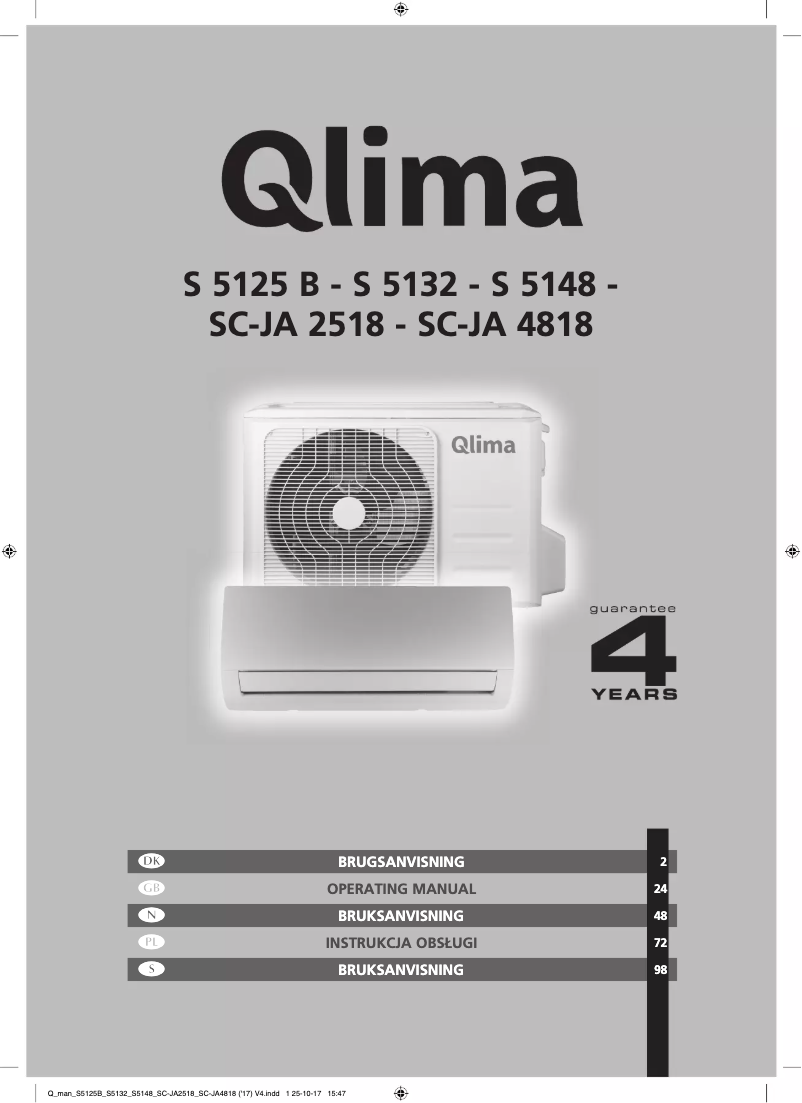 Page n°1 - Manuel utilisateur Qlima S 5148