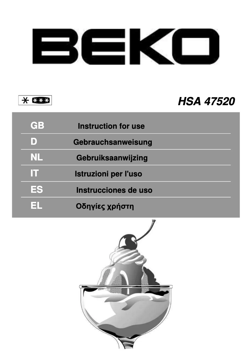 Page 1 de la notice Manuel utilisateur Beko HSA 47520