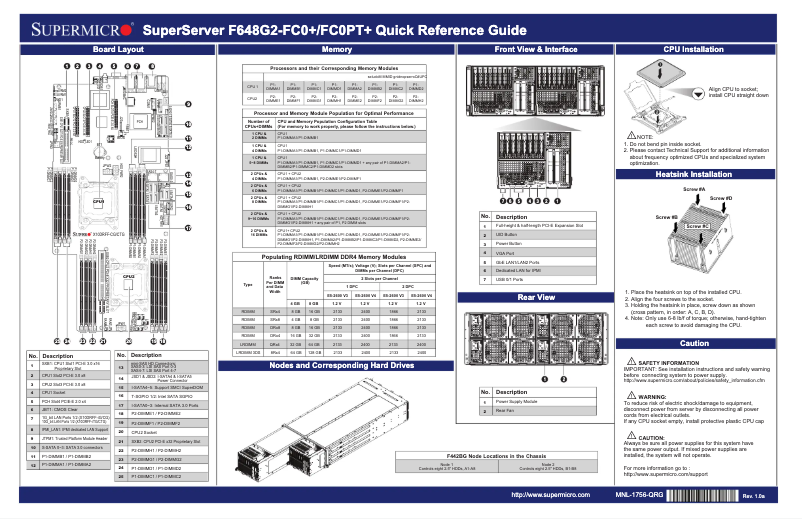 Image de la première page du manuel de l'appareil SuperServer F648G2-FC0PT+