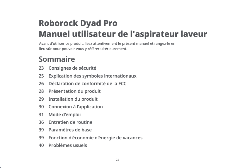 Page n°1 - Manuel utilisateur Roborock Dyad Pro