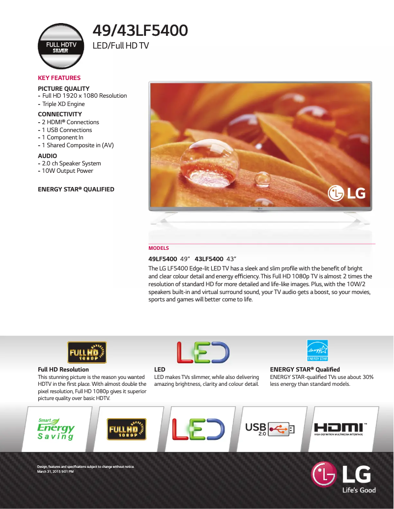 Image de la première page du manuel de l'appareil 43LF5400