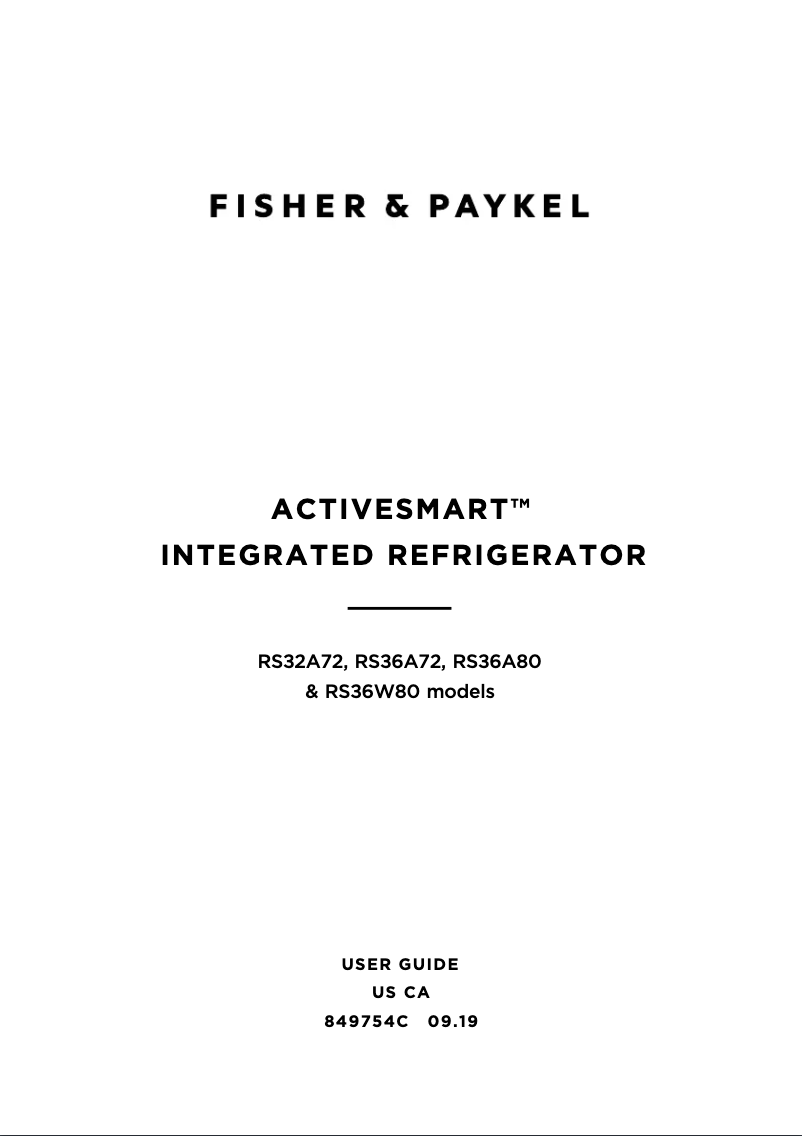 Page 1 de la notice Manuel utilisateur Fisher & Paykel RS32A72U1