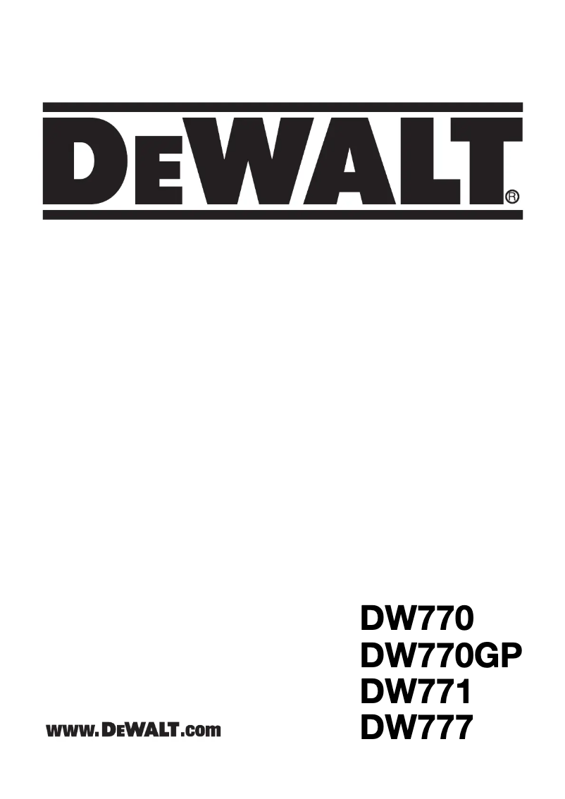Page n°1 - Manuel utilisateur DeWalt DW770