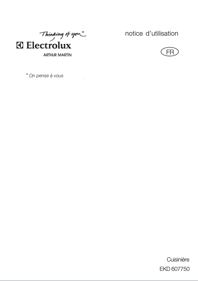 Page 1 de la notice Manuel utilisateur Arthur Martin-Electrolux EKD607750X