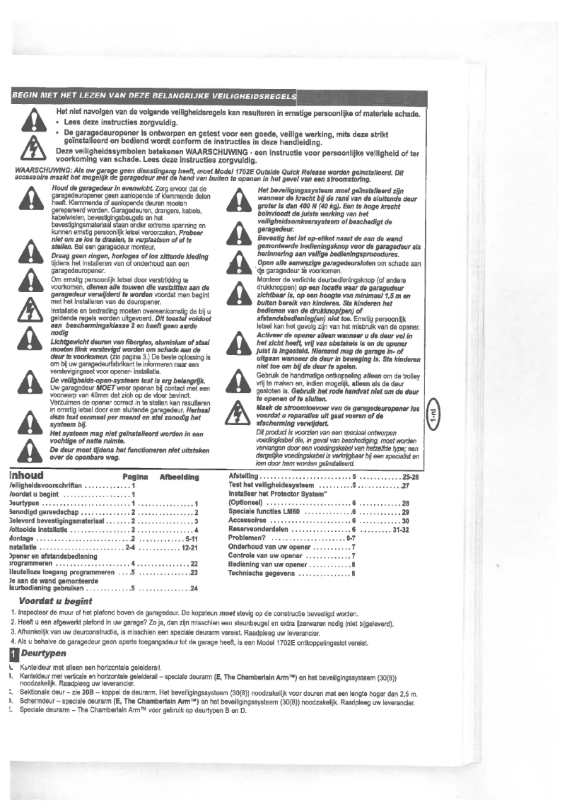 Page n°1 - Manuel utilisateur Chamberlain Liftmaster