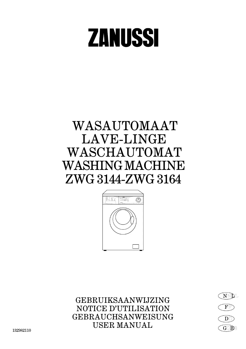 Page n°1 - Manuel utilisateur Zanussi ZWG 3164