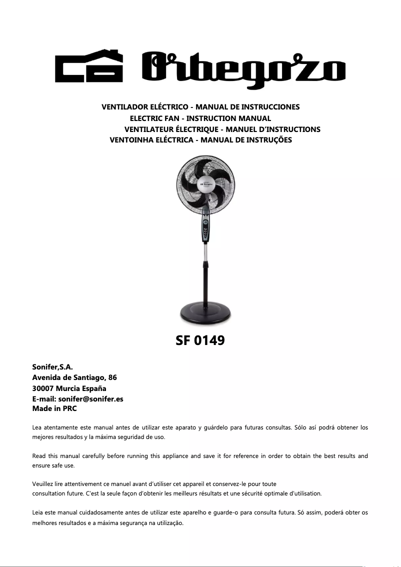 Image de la première page du manuel de l'appareil SF 0149