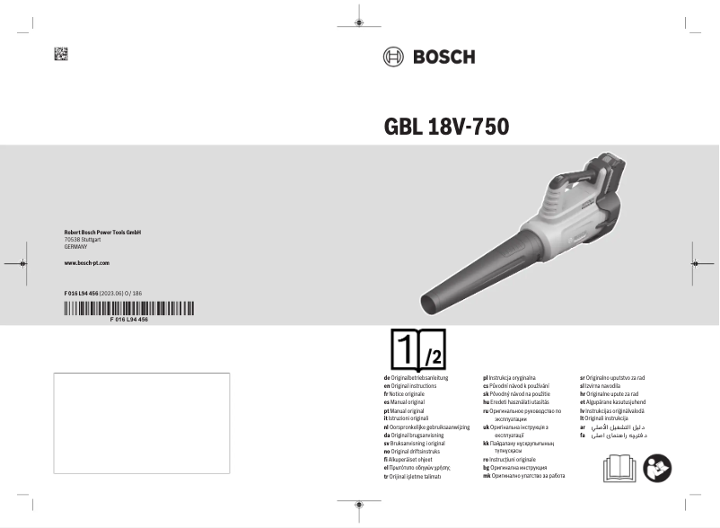 Page 1 de la notice Manuel utilisateur Bosch GBL 18V-750 Professional