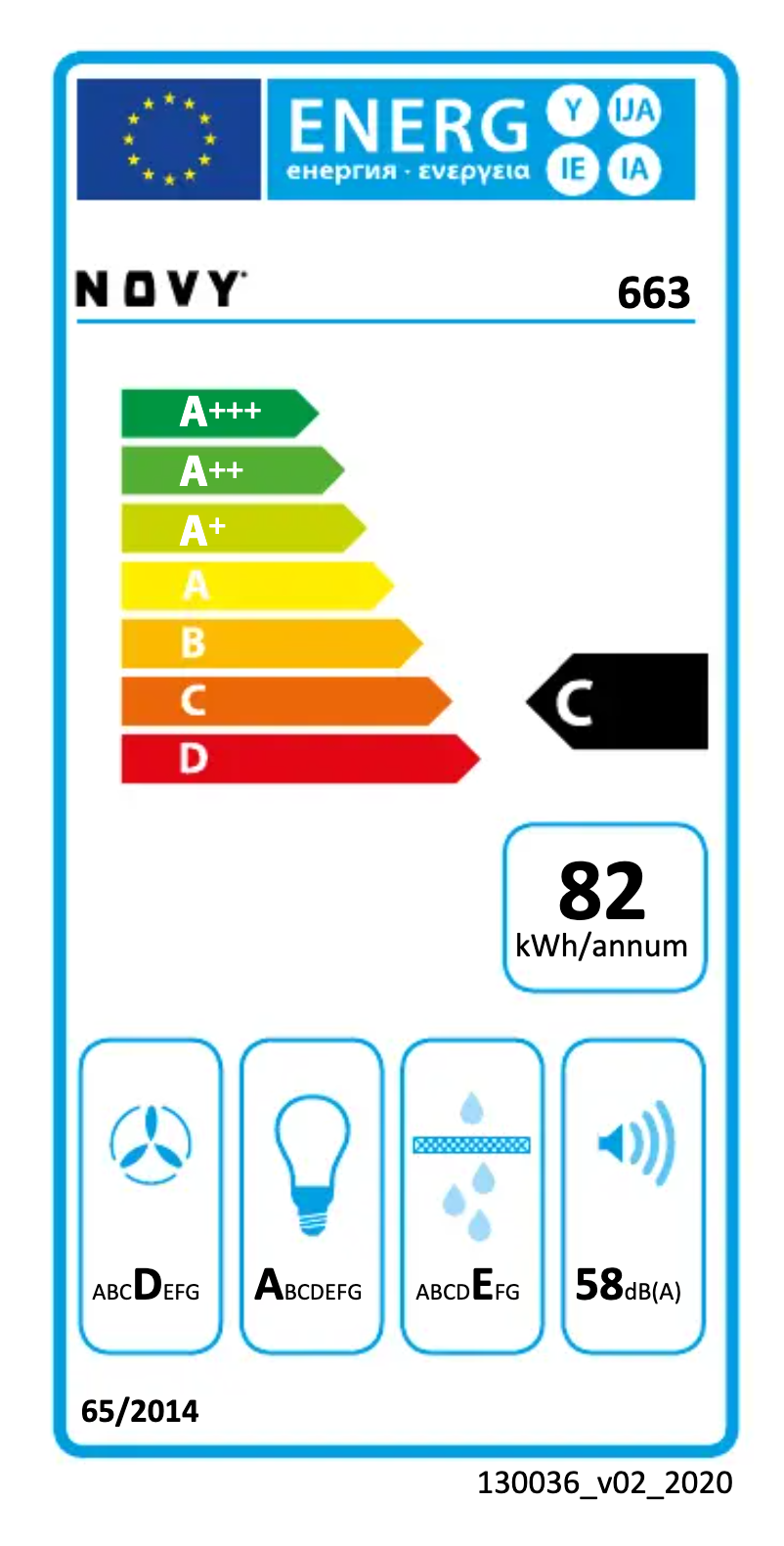 Página 1 del manual Etiqueta energética Novy 663