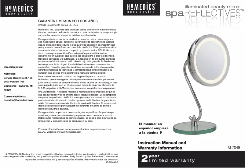 Página 1 del manual Manual de usuario Homedics M-7049