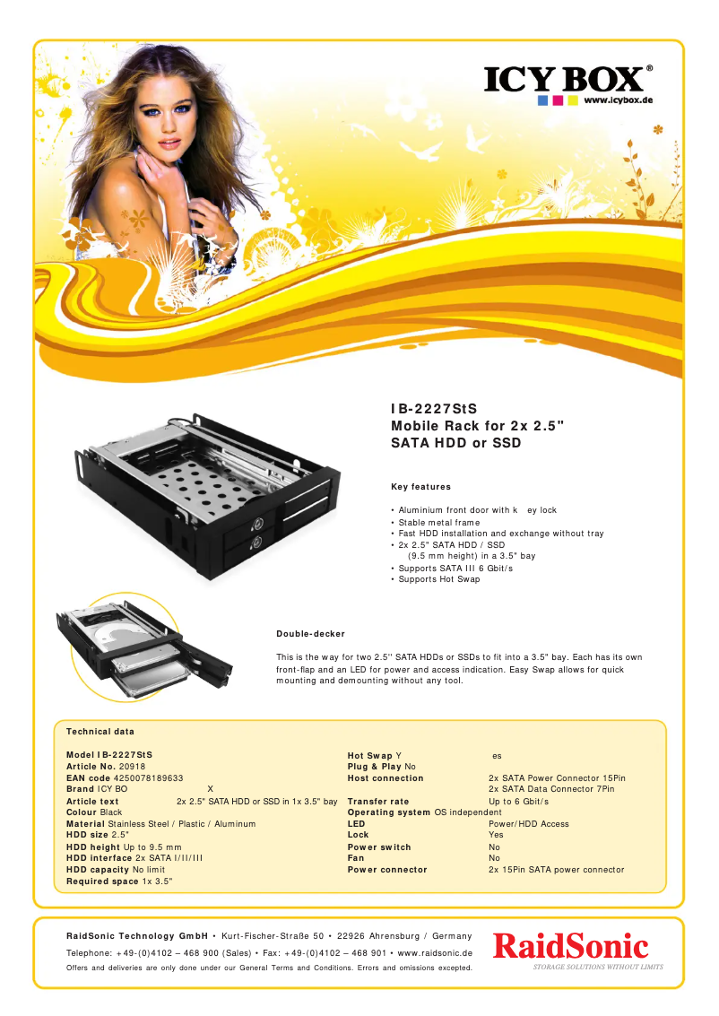 Page n°1 - Fiche technique Icy Box IB-2227STS