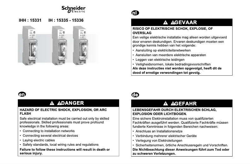 Page 1 de la notice Manuel utilisateur Schneider 15336