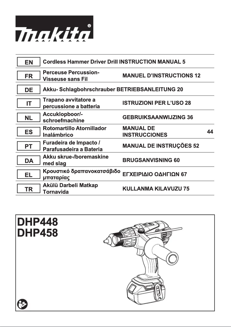 Page n°1 - Manuel utilisateur Makita DHP458ZJ