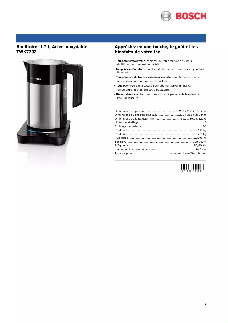 Image de la première page du manuel de l'appareil WK7203