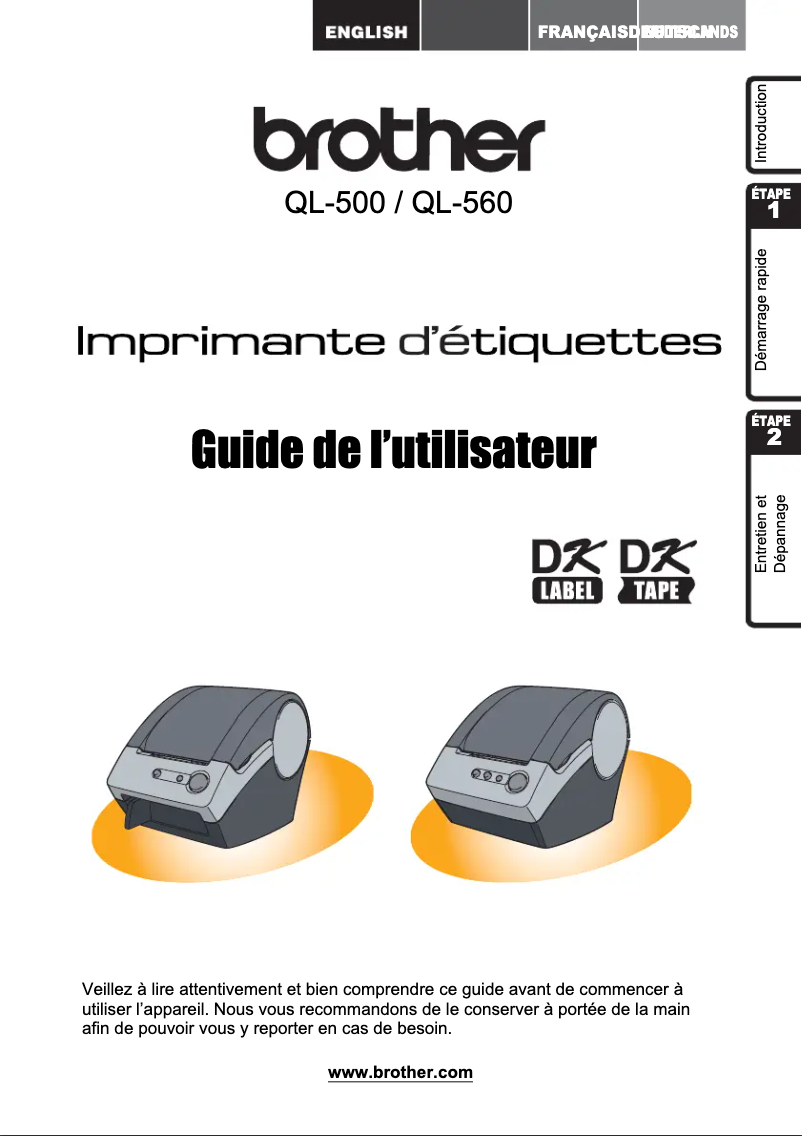 Page n°1 - Manuel utilisateur Brother QL-500A