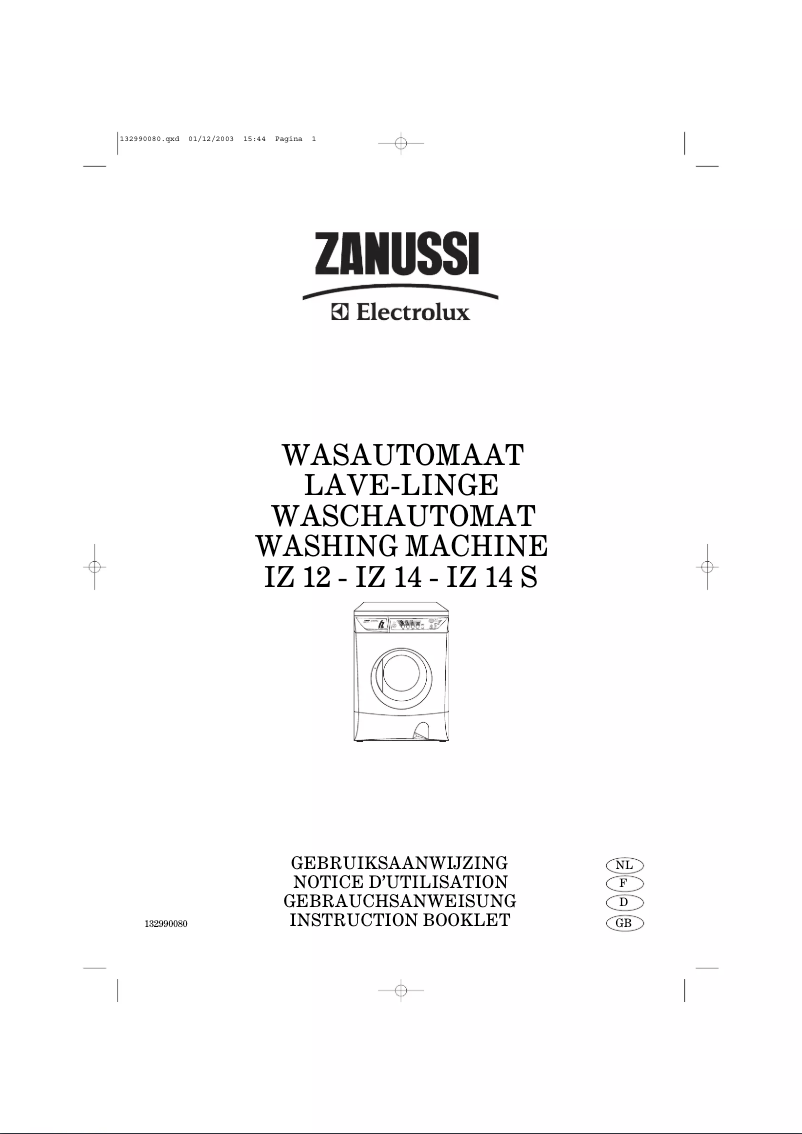 Page 1 de la notice Manuel utilisateur Zanussi-Electrolux IZ12