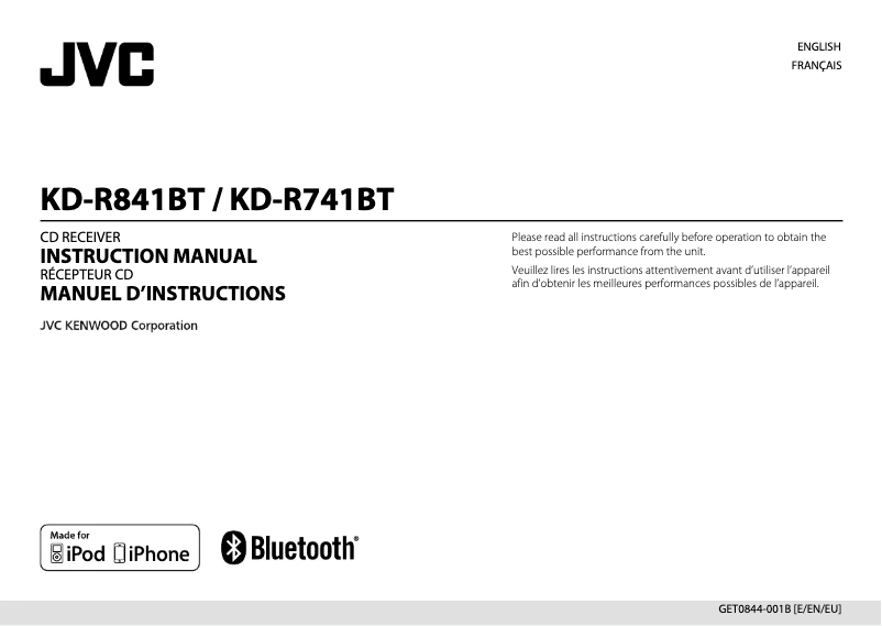 Página 1 del manual Manual de usuario JVC KD-R841BT