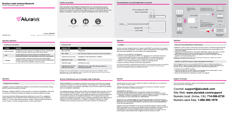 Page n°1 - Manuel utilisateur Aluratek ABT01F