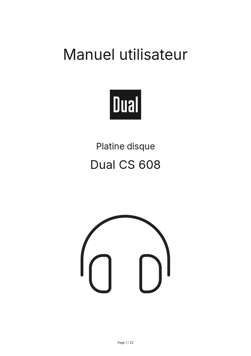 Page n°1 - Manuel utilisateur Dual CS 608