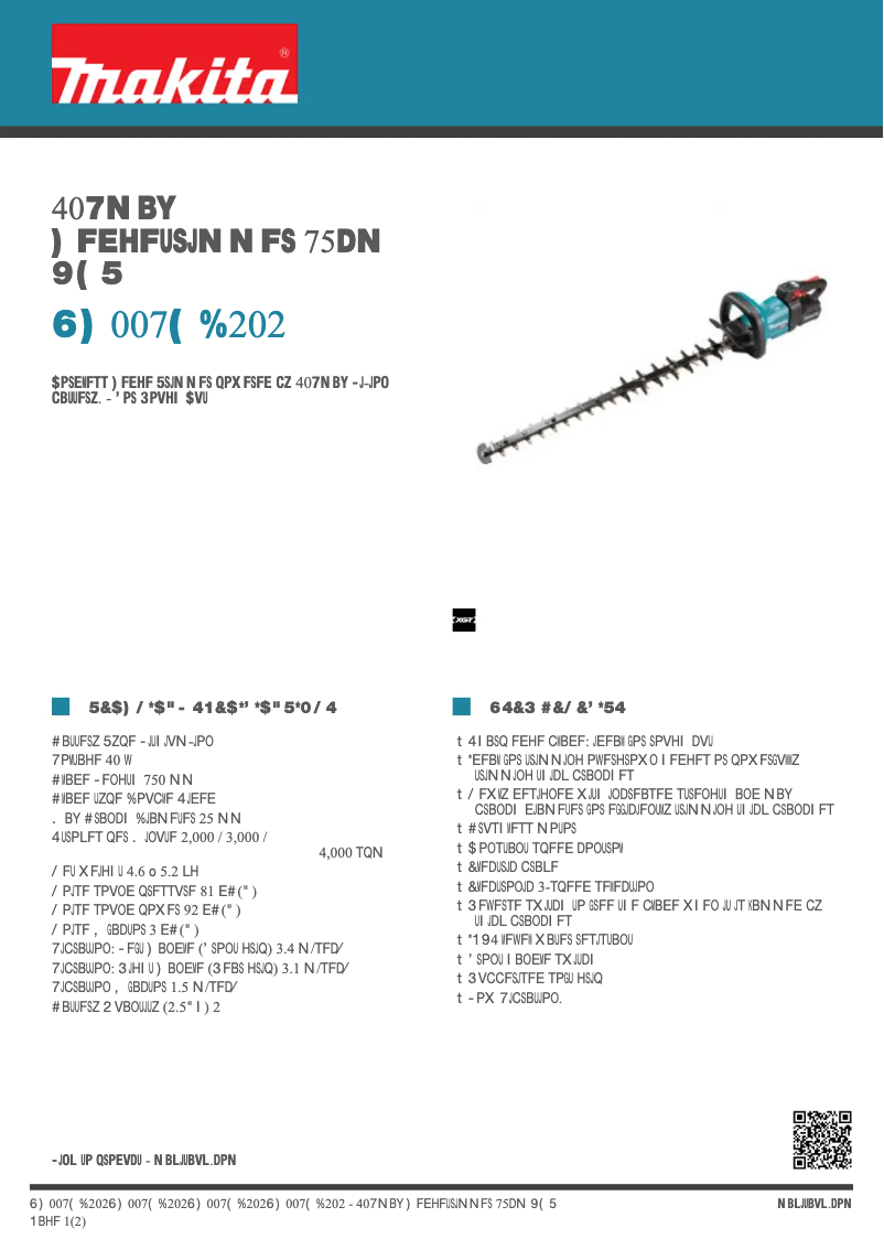 Page 1 de la notice Fiche technique Makita UH007GD202