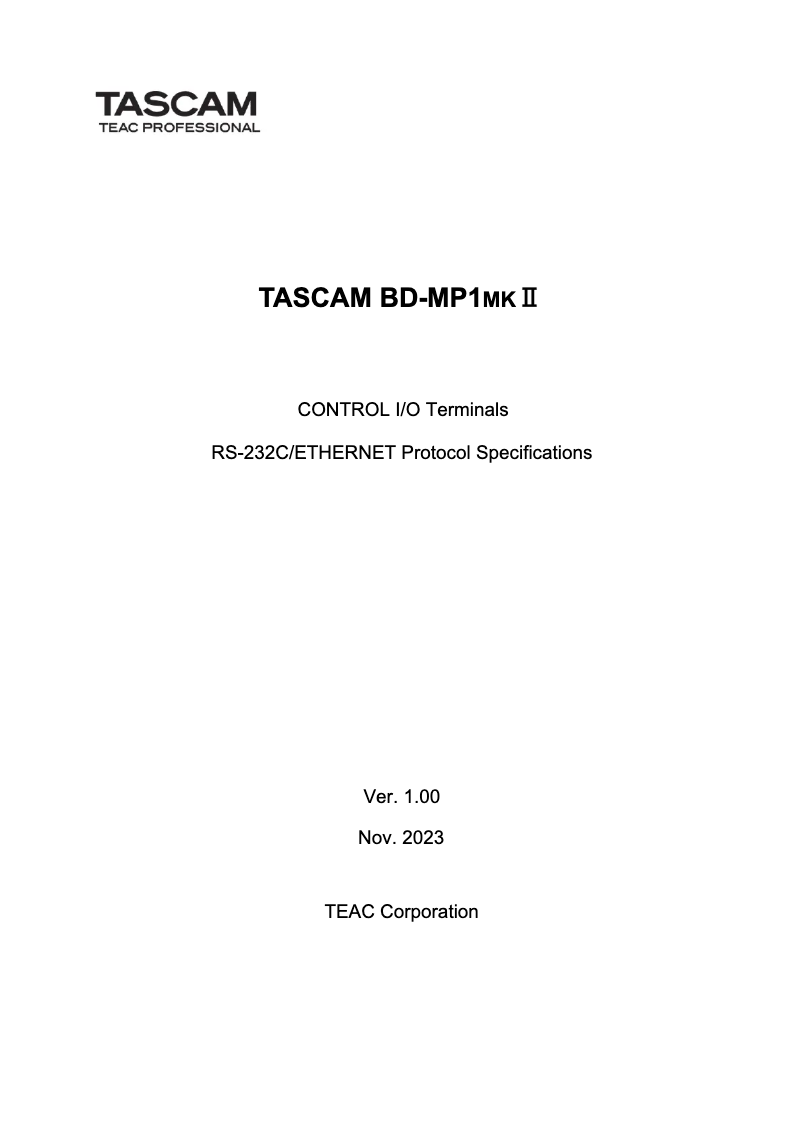 Image de la première page du manuel de l'appareil BD-MP1MKII