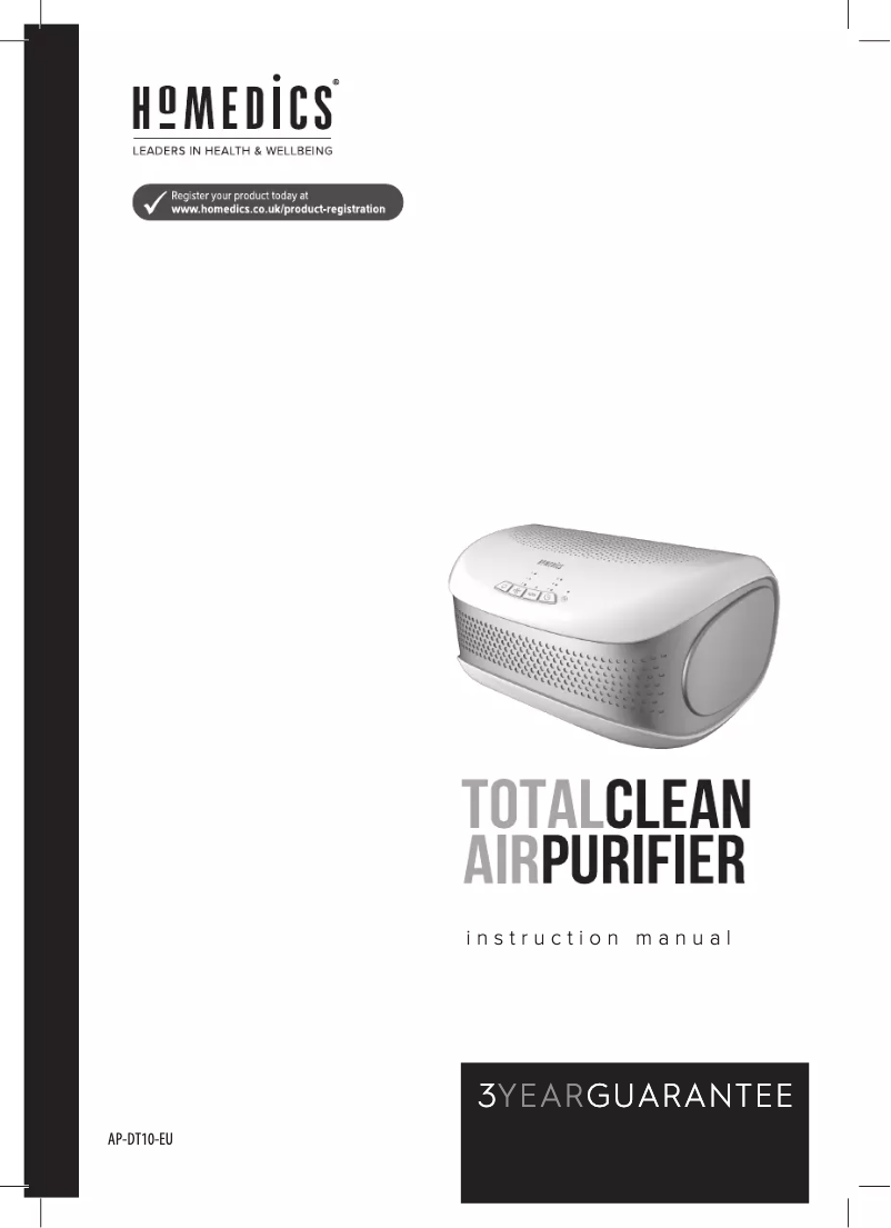 Page 1 de la notice Manuel utilisateur Homedics TotalClean AP-DT10-SA