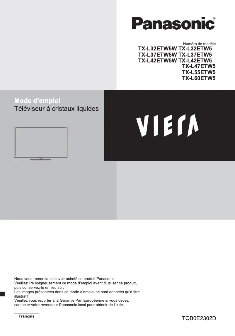 Page 1 de la notice Manuel utilisateur Panasonic Viera TX-L60ETW5