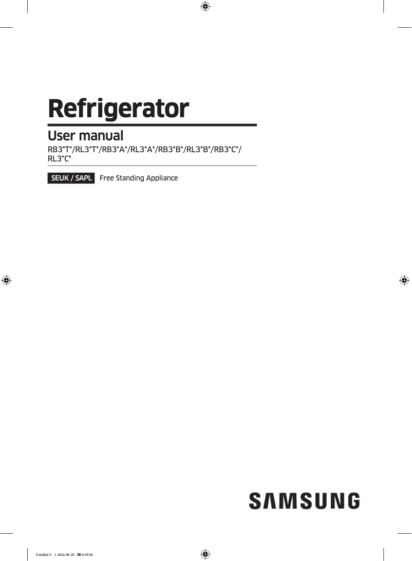 Page 1 de la notice Manuel utilisateur Samsung RB38T675EEL