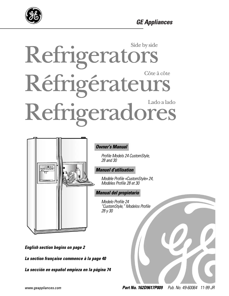 Imagen de la primera página del manual del dispositivo Profile Performance TFX28PPDWW