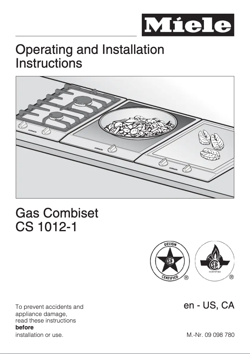 Page 1 of the manual Installation Guide Miele CS 1012-1 G