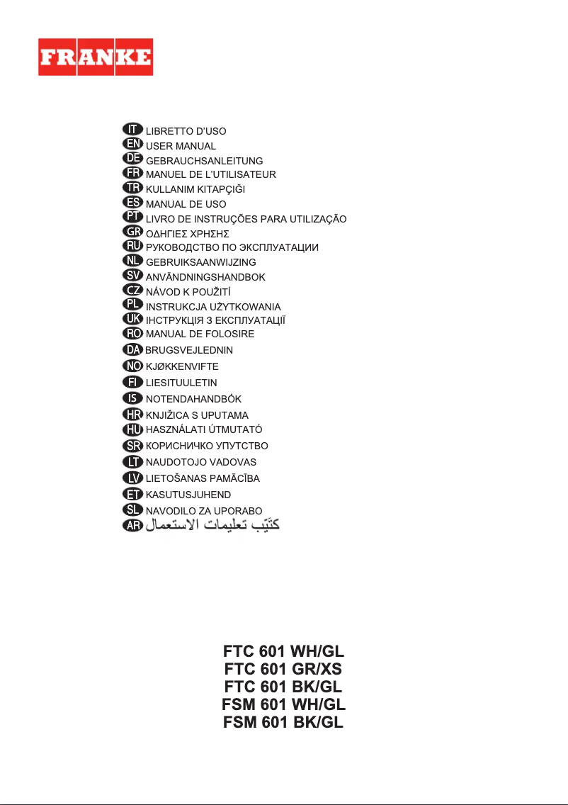 Page 1 de la notice Manuel utilisateur Franke FTC 601 BK/GL
