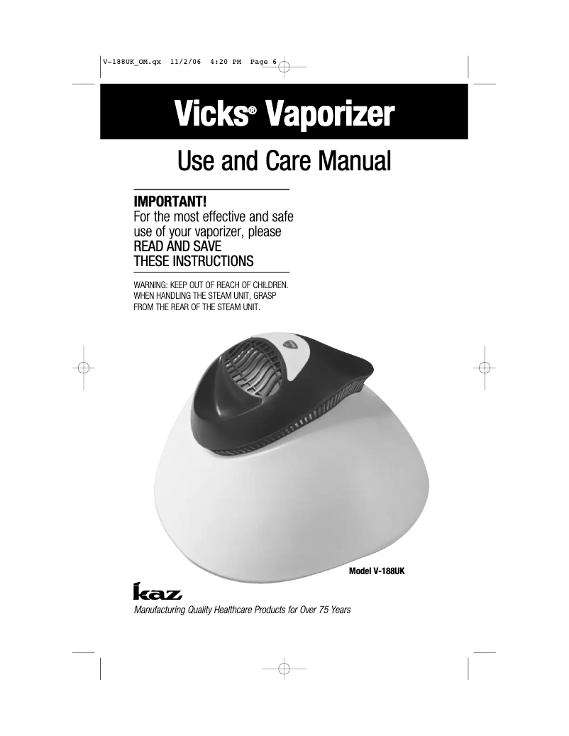 Page 1 de la notice Manuel utilisateur Braun V 188