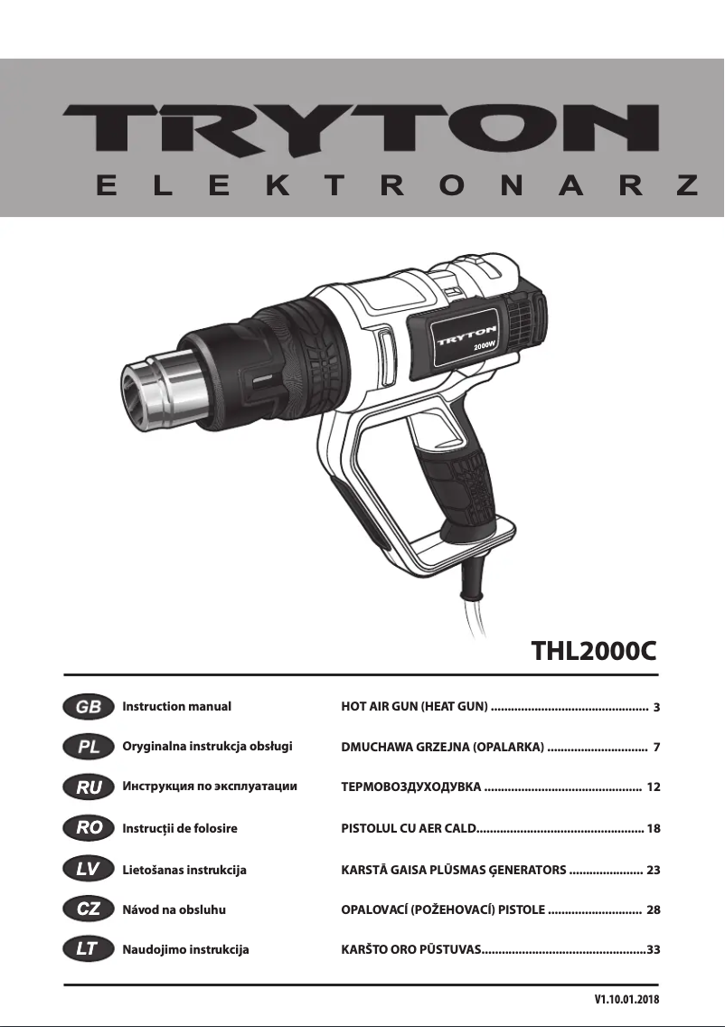 Page 1 de la notice Manuel utilisateur Tryton THL2000