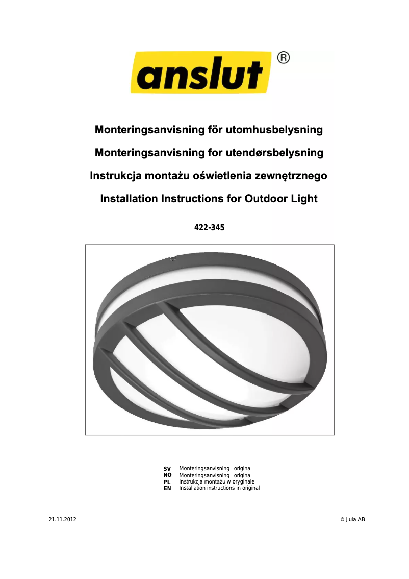 Página 1 del manual Manual de usuario Anslut 422-345