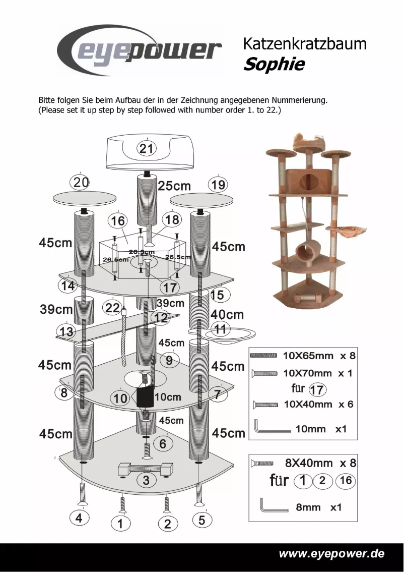 Page 1 de la notice Manuel utilisateur Eyepower Sophie