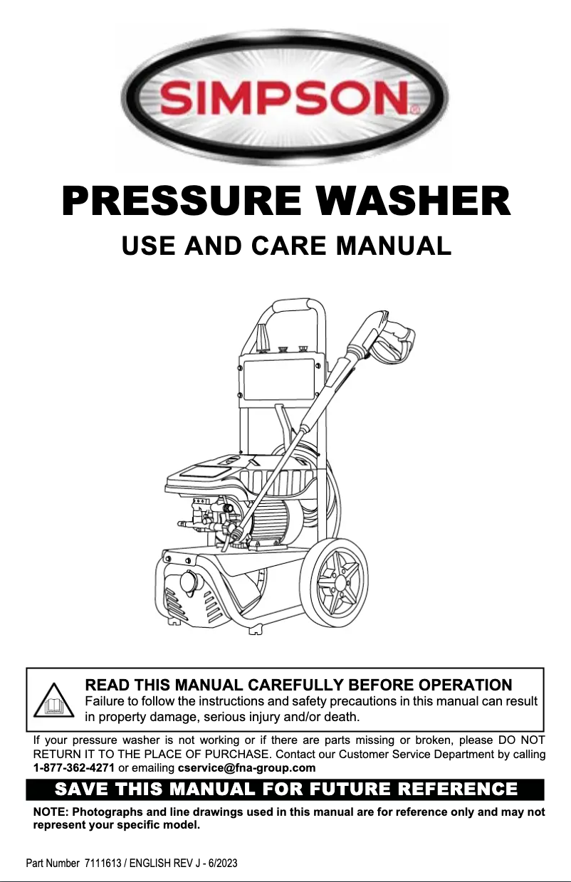 Page 1 de la notice Manuel utilisateur Simpson CM60976-S