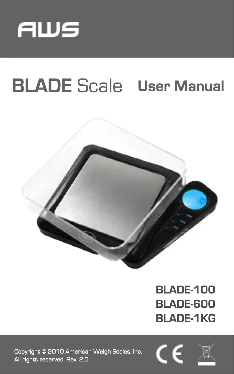 Page n°1 - Manuel utilisateur American Weigh Scales BL-1KG
