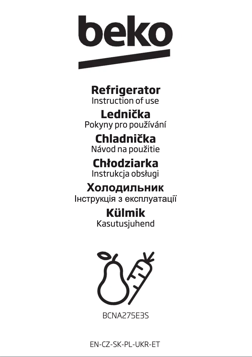 Image de la première page du manuel de l'appareil BCNA275E3S
