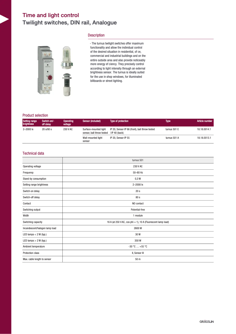 Image de la première page du manuel de l'appareil turnus 501 E