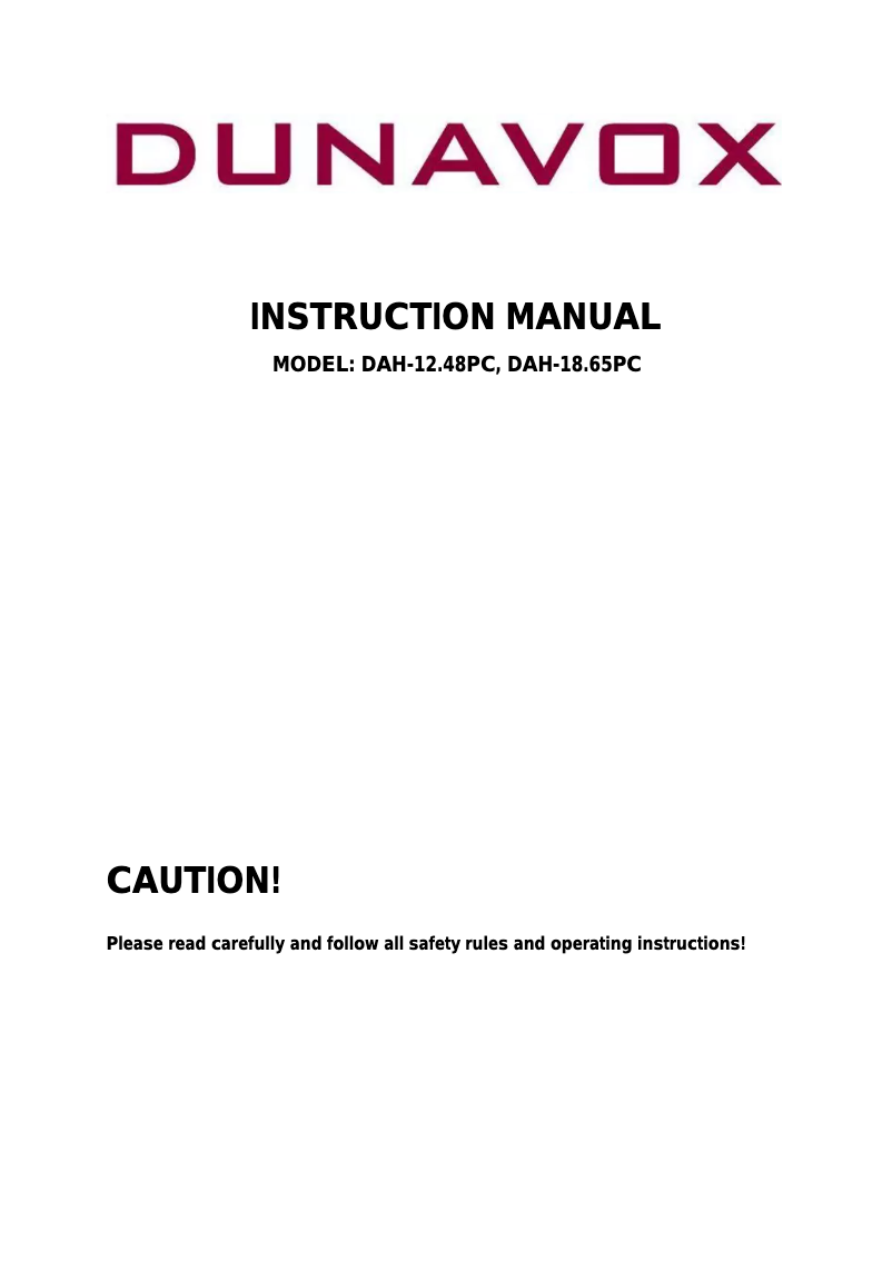Image de la première page du manuel de l'appareil DAH-12.48PC