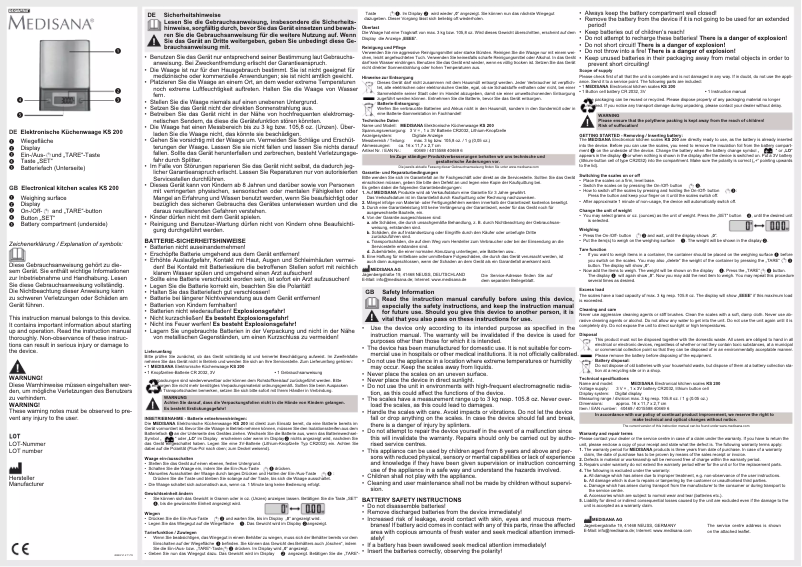 Page n°1 - Manuel utilisateur Medisana KS 200