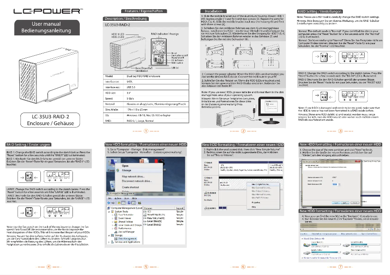 Page n°1 - Manuel utilisateur LC-Power LC-35U3-RAID-2