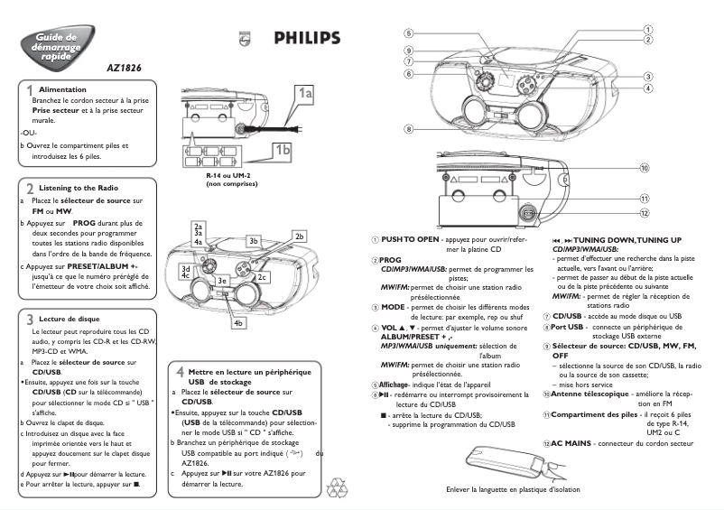 Página 1 del manual Guía de inicio rápido Philips AZ1826