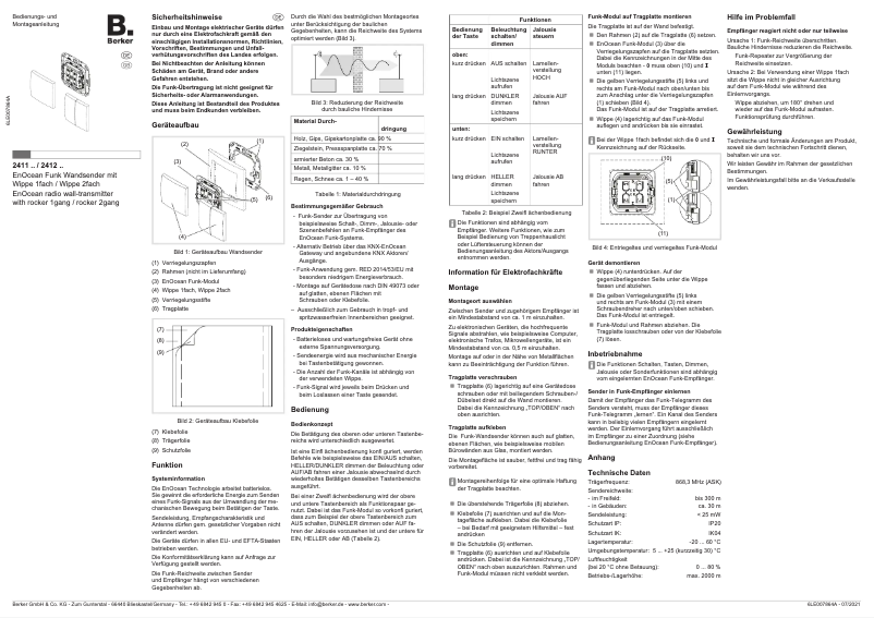 Page 1 de la notice Manuel utilisateur Berker 24126284