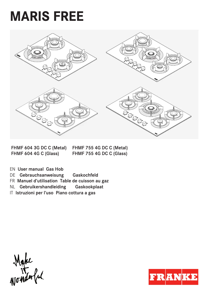 Page n°1 - Manuel utilisateur Franke FHMF 604 3G DC