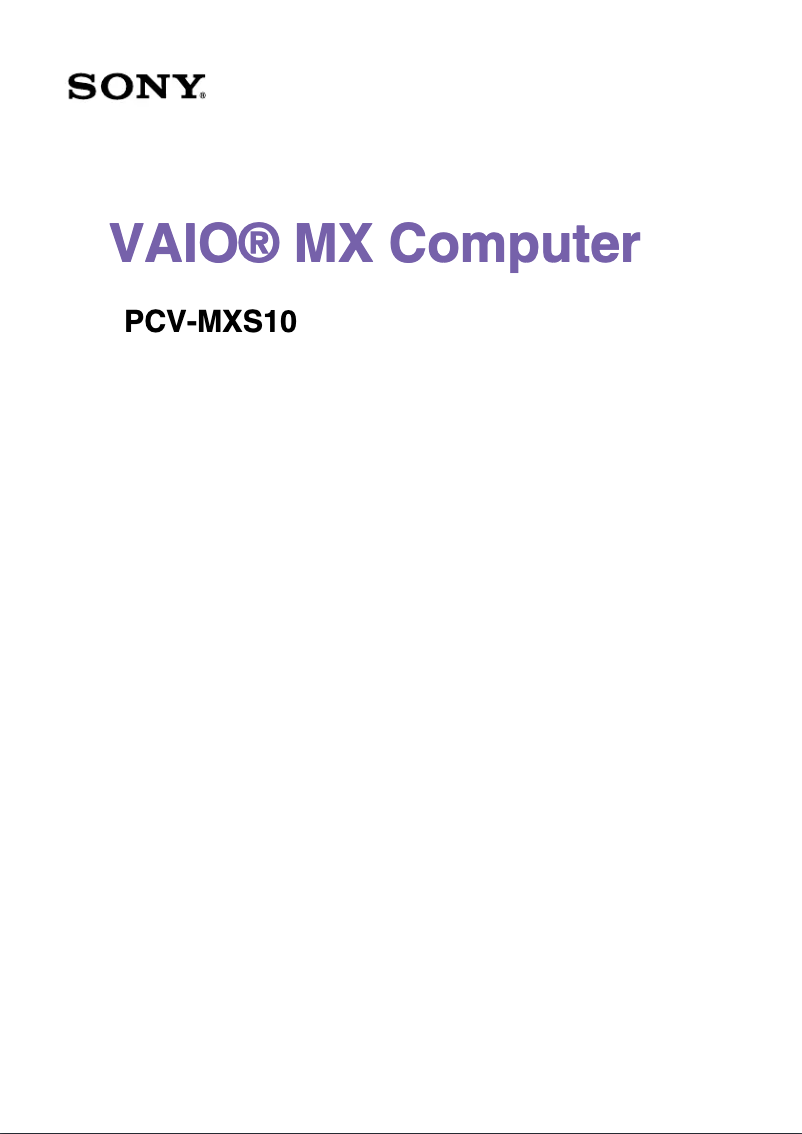Page 1 de la notice Guide d'installation Sony Vaio PCV-MXS10