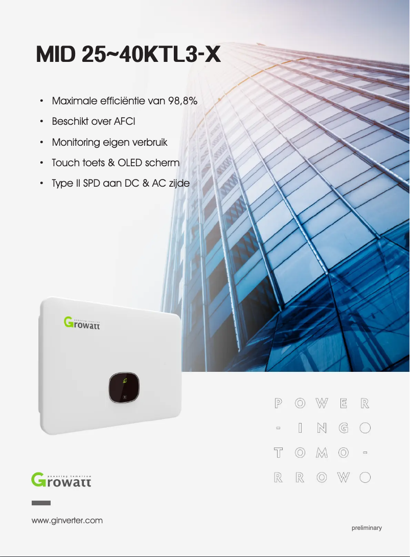 Page 1 de la notice Fiche technique Growatt MID 36KTL3-X