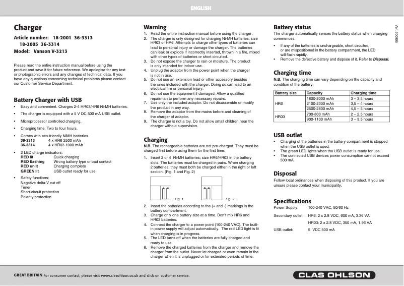 Página 1 del manual Manual de usuario Vanson V-3213